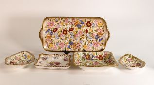 A collection of floral gilt decorated Hammersley China including oblong platter, square trinket