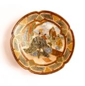 Meiji Period (1868–1912) Japanese Satsuma dish decorated in polychrome enamels and gilt geometric