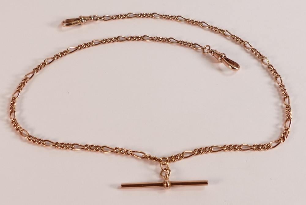 Modern 9ct gold double albert style necklace with T-bar, length 49cm ...