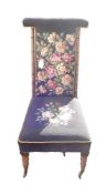 Victorian Rosewood simulated bamboo tall nursing chair with floral tapestry seat and back, h.95cm