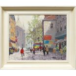 BRISSON, Marcel (1915-?) 'Paris & Hilversum' Acrylic on canvas painting of a busy street scene.