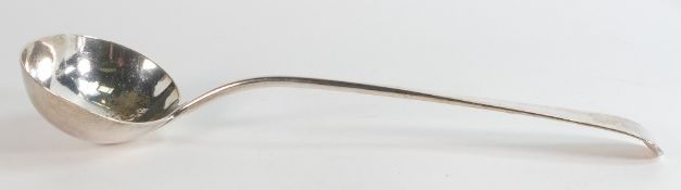 Large & heavy silver soup ladle, well hallmarked for London 1876, length 35cm appx., weight 252g.