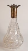 Unusual and nice quality 4 sectional hallmarked silver topped decanter, makers Walker & Hall,