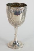 Silver ornate goblet, hallmarked for Sheffield 1902, makers Atkin Brothers, 327g, h.23.5cm.