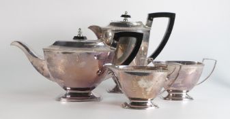 Four piece solid silver tea set, clearly hallmarked for Sheffield 1967, matching sugar bowl by