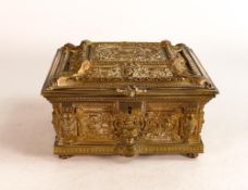 19th century gilt Bronze Neoclassical jewellery casket by the Metcalf Company, New York, width 19cm,