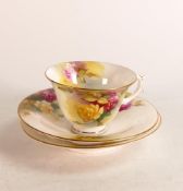 Royal Worcester hand painted Rose tea cup and saucers. Painted with yellow and red Roses. Includes