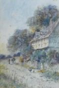 Leyton FORBES (1882-1953), watercolour on paper. Cottage scene with garden. Behind glass with gilt