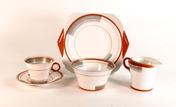 Shelley W12132 Regent shaped cup & saucer, sandwich plate, sugar bowl & milk jug (5) cup and sugar