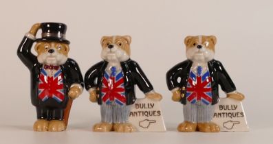 Two Wade Bully antiques bears, one with the initials JW to base, the other one marked F1 dated 6/9/