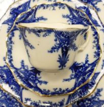 Edwardian 40 piece blue and white tea service with floral decoration, produced for the Carr's CC