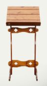 Early 20th century Lectern with Quatrefoil carved stretchers and adjustable stand. Height: 126cm