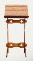 Early 20th century Lectern with Quatrefoil carved stretchers and adjustable stand. Height: 126cm