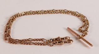 Modern 9ct gold double albert style necklace with T-bar, length 49cm, 19.7g.