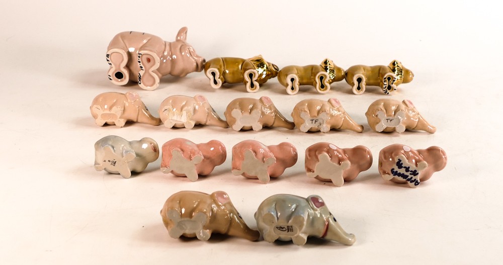 Wade collection of pigs, lions & baby elephants (four with hand written text to base or body etc. - Image 2 of 3