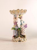 Meissen figural Sweetmeat dish. Modelled as two female figures on naturalistic arboreal platform.