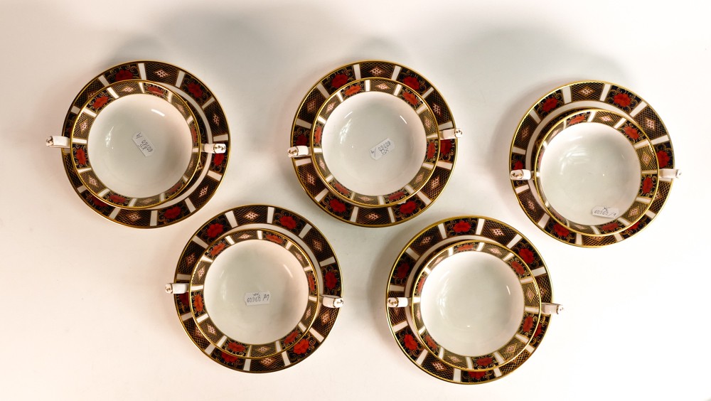 Royal Crown Derby Imari 1128 set of two handled soup cups & saucers. (10) - Image 5 of 5