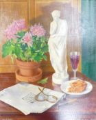 Erik W. Gleave (1916-1995), 'Pause to Muse', depicting a myriad of still life objects including
