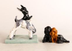Two Royal Worcester animal figures by Doris Lindner to include Kids at Play 3153 and Spaniel Puppies