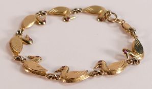 9ct gold duck bracelet, 8.5g.