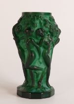 An Art Deco Malachite Glass Vase - attributed to C. Schlevogt. Height 12.5cm.
