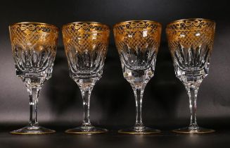 Four De Lamerie Fine Bone China heavily gilded Wine glasses, specially made high end quality