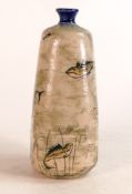 Martin Brothers salt glazed Stoneware vase, decorated all over with fish, incised marks for Martin