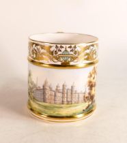 Cloud Ceramics Stefan Nowacki Porter mug. Painted scene of Burleigh House and surrounding grounds,