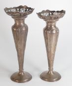 Pair of large hallmarked silver vases, height 25.5cm, loaded, gross weight 531g. Clear hallmarks for