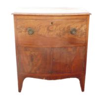 Georgian Mahogany bow fronted three drawer chest of drawers, w.61cm x d.38cm x h.69cm.