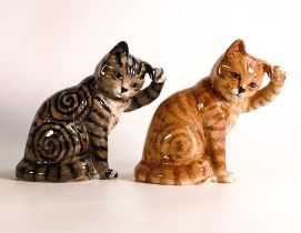 Beswick ginger & grey Swiss Roll cats 1877. (2)