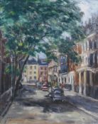 Sir John D'Arcy Anderson (1908–1988). 'Cheyne Row', oil on canvas. Set in a gilt and cloth frame.