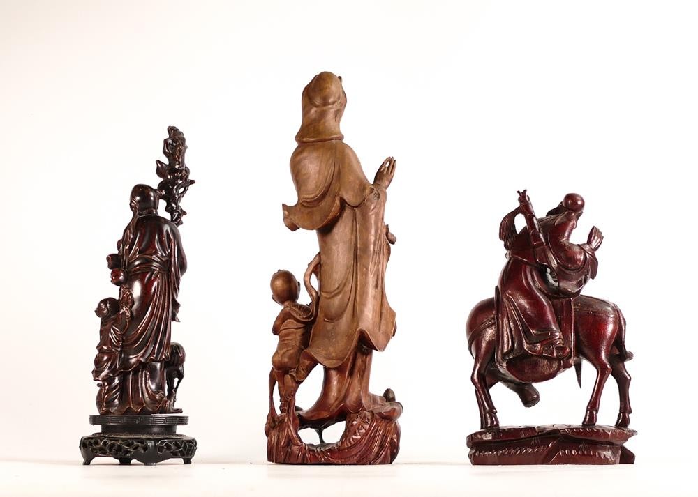 Three Chinese Deity figures to include depictions of Guanyin, Shoulao and similar figure of an - Image 3 of 3