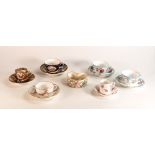 A collection of 19th century Crown Derby & Royal Crown Derby floral decorated cups & saucer sets