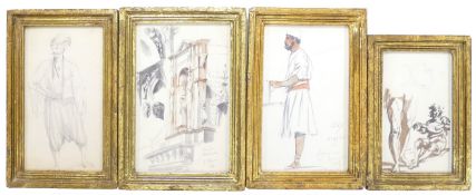 A collection of 19th century framed drawings of the human form, all in gilt frames. (4)