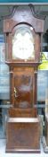 Mahogany longcase clock with painted arch dial & rolling moon, 215cm high, in need of restoration,