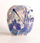Anita Harris blue & white Dragonfly Lustre purse vase, h.12cm, gold signed