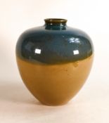 Earthenware vase of Globular form with Seafoam blue two tone glaze. Height: 20.5cm