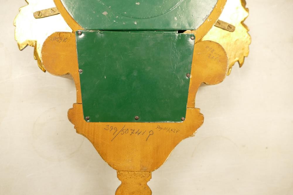 Continental gilt Rococo style pendulum wall clock, some missing gilt area around flower bud - Image 2 of 3