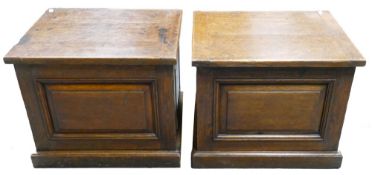 Pair of 19th century Oak coal scuttles with liners each width 49cm, depth 38cm & height 40cm (2)