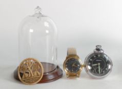 A collection of items including Ingersoll pocket watch, Accurist Antimagnetic mechanical wristwatch,