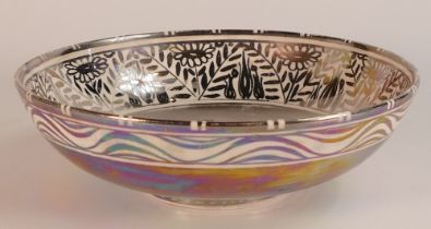 FORSYTH, Moira (1905-1991). Arts & Crafts style silver lustre bowl with central motif of a brig at