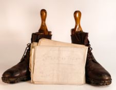 WWI / WWII English leather Mountain boots, Marked Lotus 292, size 8.5, together with 1940's War