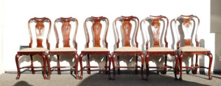Gullachsen of Newcastle-upon-Tyne, A set of six Victorian Queen Anne dining chairs. Fiddle back on