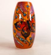 Anita Harris Stylised Butterfly Skittle Vase, h.17.5cm, gold signed
