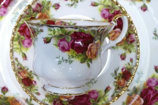 A large collection of Old Country Roses china to include 12 x 27cm dinner plates, 12 x 20cm pasta