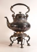 Elkington & Co. silverplated spirit kettle with burner and stand. Height: approx. 41cm incl.