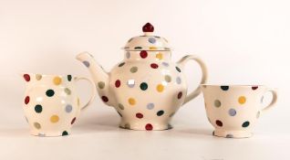 Emma Bridgewater Polka Dot large tea pot, milk jug and large cup. Height of teapot 21cm