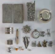 Collection of silver and silver plated items, from the Far East and Europe. Two large & heavy