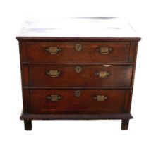 18th century Oak three drawer chest, w.79cm x d.51cm x h.74cm.